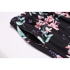 Ekouaer 3 PCS Capri Pajamas for Women Set Short Sleeve Pajama Lounge Sets(Black Flowers)
