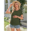 Ekouaer 3 Pack Nursing Shirts Short Sleeve Breastfeeding Tops Maternity Tee(Army Green/Black/Pink)
