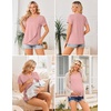 Ekouaer 3 Pack Nursing Shirts Short Sleeve Breastfeeding Tops Maternity Tee(Army Green/Black/Pink)