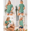 Ekouaer 3 Pack Nursing Shirts Short Sleeve Breastfeeding Tops Maternity Tee(Black/Aqua/Pink)