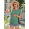 Ekouaer 3 Pack Nursing Shirts Short Sleeve Breastfeeding Tops Maternity Tee(Black/Aqua/Pink)