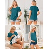 Ekouaer 3 Pack Nursing Shirts Short Sleeve Breastfeeding Tops Maternity Tee(Black/Army Green/Blue Green)