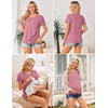 Ekouaer 3 Pack Nursing Shirts Short Sleeve Breastfeeding Tops Maternity Tee(Black/Army Green/Gray Purple)