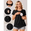 Ekouaer 3 Pack Nursing Shirts Short Sleeve Breastfeeding Tops Maternity Tee(Black/Army Green/Gray Purple)