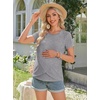 Ekouaer 3 Pack Nursing Shirts Short Sleeve Breastfeeding Tops Maternity Tee(Black/Brown/Light Gray)