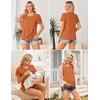 Ekouaer 3 Pack Nursing Shirts Short Sleeve Breastfeeding Tops Maternity Tee(Black/Dark Gray/Caramel)