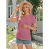 Ekouaer 3 Pack Nursing Shirts Short Sleeve Breastfeeding Tops Maternity Tee(Black/Gray Purple/Blue Green)