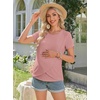 Ekouaer 3 Pack Nursing Shirts Short Sleeve Breastfeeding Tops Maternity Tee(Black/Light Gray/Pink)