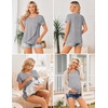 Ekouaer 3 Pack Nursing Shirts Short Sleeve Breastfeeding Tops Maternity Tee(Black/Light Gray/Pink)