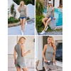 Ekouaer 3 Packs Maternity Tank Tops Crew Neck Ribbed Pregnancy Shirts(3pcs Beige/ Light Grey/ Off-white)