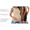 Ekouaer 3 Packs Maternity Tank Tops Crew Neck Ribbed Pregnancy Shirts(3pcs Black/ Brown/ Beige)