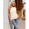 Ekouaer 3 Packs Maternity Tank Tops Crew Neck Ribbed Pregnancy Shirts(3pcs Black/ Brown/ Off-white)