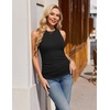 Ekouaer 3 Packs Maternity Tank Tops Crew Neck Ribbed Pregnancy Shirts(3pcs Black/ Dirty Pink/ Army Green)
