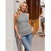 Ekouaer 3 Packs Maternity Tank Tops Crew Neck Ribbed Pregnancy Shirts(3pcs Black/ Grey/ Dark Green)