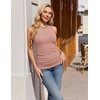 Ekouaer 3 Packs Maternity Tank Tops Crew Neck Ribbed Pregnancy Shirts(3pcs Black/ Grey/ Dirty Pink)