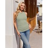 Ekouaer 3 Packs Maternity Tank Tops Crew Neck Ribbed Pregnancy Shirts(3pcs Dirty Pink/ Grey/ Light Green)