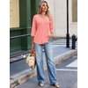 Ekouaer 3/4 Length Sleeve Womens Tops V Neck Blouses Casual Pleated Shirts(Coral)