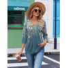 Ekouaer 3/4 Length Sleeve Womens Tops V Neck Blouses Casual Pleated Shirts(Grey Green Floral)