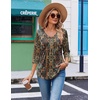 Ekouaer 3/4 Length Sleeve Womens Tops V Neck Blouses Casual Pleated Shirts(Multicolor Boho)