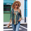 Ekouaer 3/4 Length Sleeve Womens Tops V Neck Blouses Casual Pleated Shirts(Multicolor Striped)