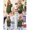 Ekouaer 3/4 Pack Womens Maternity Shirts Long Sleeve Pregnancy Tops(3pcs Black / Army Green / Grey)