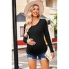 Ekouaer 3/4 Pack Womens Maternity Shirts Long Sleeve Pregnancy Tops(3pcs Black / Black / Black)