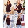 Ekouaer 3/4 Pack Womens Maternity Shirts Long Sleeve Pregnancy Tops(3pcs Black / Burgundy Red / Green)