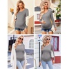 Ekouaer 3/4 Pack Womens Maternity Shirts Long Sleeve Pregnancy Tops(3pcs Black / Dirty Pink / Grey)