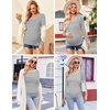 Ekouaer 3/4 Pack Womens Maternity Shirts Long Sleeve Pregnancy Tops(3pcs Black / Dirty Pink / White Stripe)