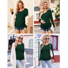Ekouaer 3/4 Pack Womens Maternity Shirts Long Sleeve Pregnancy Tops(3pcs Black / Green / Dirty Pink)