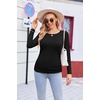 Ekouaer 3/4 Pack Womens Maternity Shirts Long Sleeve Pregnancy Tops(3pcs Black / White / Black)