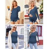 Ekouaer 3/4 Pack Womens Maternity Shirts Long Sleeve Pregnancy Tops(3pcs Black / White / Blue)