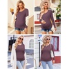 Ekouaer 3/4 Pack Womens Maternity Shirts Long Sleeve Pregnancy Tops(3pcs Black / White / Purplish Red)