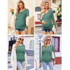 Ekouaer 3/4 Pack Womens Maternity Shirts Long Sleeve Pregnancy Tops(3pcs Black / White / Sage Green)