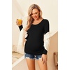Ekouaer 3/4 Pack Womens Maternity Shirts Long Sleeve Pregnancy Tops(3pcs Black / White / White)