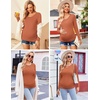 Ekouaer 3/4 Pack Womens Maternity Shirts Long Sleeve Pregnancy Tops(3pcs Burgundy Red / Caramel / Dark Grey)