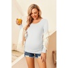 Ekouaer 3/4 Pack Womens Maternity Shirts Long Sleeve Pregnancy Tops(3pcs White / White / White)
