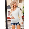 Ekouaer 3/4 Pack Womens Maternity Shirts Long Sleeve Pregnancy Tops(3pcs White / White / White)