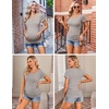 Ekouaer 3/4 Pack Womens Maternity Shirts Short Sleeve Pregnancy Tops(3pcs- Black + Army Green + Light Grey)