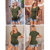 Ekouaer 3/4 Pack Womens Maternity Shirts Short Sleeve Pregnancy Tops(3pcs- Black + Army Green + Light Grey)
