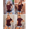Ekouaer 3/4 Pack Womens Maternity Shirts Short Sleeve Pregnancy Tops(3pcs- Black + Burgundy Red + Green)