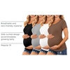 Ekouaer 3/4 Pack Womens Maternity Shirts Short Sleeve Pregnancy Tops(4pcs Black / Brown / Grey / White)