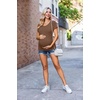 Ekouaer 3/4 Pack Womens Maternity Shirts Short Sleeve Pregnancy Tops(4pcs Black / Brown / Stripe 669 / Grey)