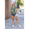 Ekouaer 3/4 Pack Womens Maternity Shirts Short Sleeve Pregnancy Tops(4pcs Black / Brown / White / Grey Green)