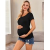 Ekouaer 3/4 Pack Womens Maternity Shirts Short Sleeve Pregnancy Tops(4pcs Black / Grey / Orange / Wine Red)
