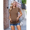 Ekouaer 3/4 Pack Womens Maternity Shirts Short Sleeve Pregnancy Tops(Z 4pcs Black / Brown / Light Grey / White)