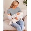 Ekouaer 3/4 Pack Womens Maternity Shirts Short Sleeve Pregnancy Tops(Z 4pcs Black / Brown / Light Grey / White)