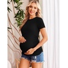 Ekouaer 3/4 Pack Womens Maternity Shirts Short Sleeve Pregnancy Tops(Z 4pcs Black / Brown / White / Army Green)
