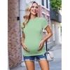 Ekouaer 3/4 Pack Womens Maternity Shirts Short Sleeve Pregnancy Tops(Z 4pcs Black / Dark Red / Navy / Light Green)