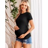 Ekouaer 3/4 Pack Womens Maternity Shirts Short Sleeve Pregnancy Tops(Z 4pcs Black / Dark Red / Navy / Light Green)